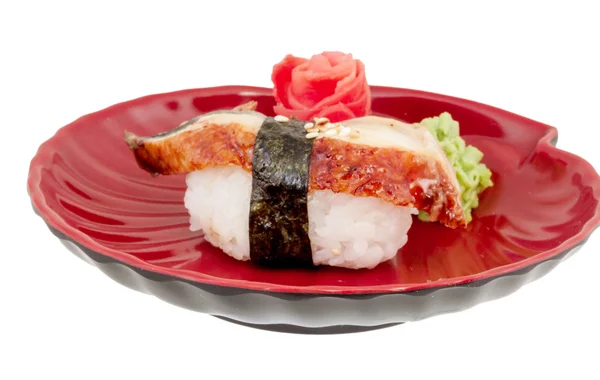 Eel sushi. Isolated over white. — Stock Photo, Image
