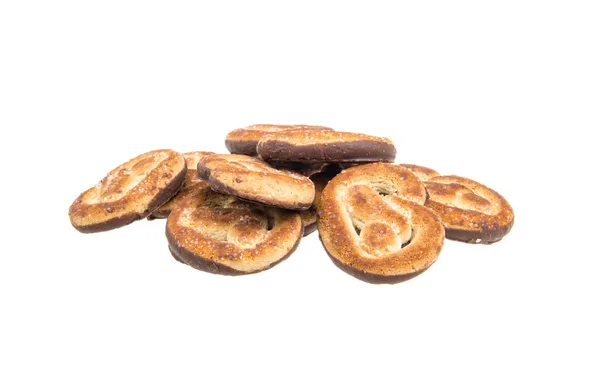 Haufen leckerer Kekse isoliert auf weißem Hintergrund — Stockfoto
