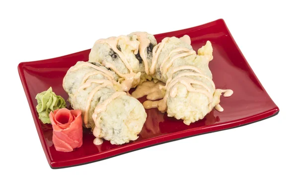 Japonská kuchyně-Tempura Maki Sushi (Deep Fried Roll z sa — Stock fotografie