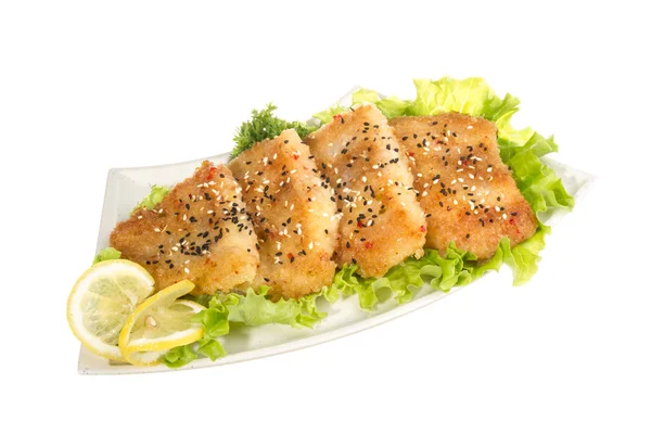 Pesce arrosto con limone — Foto Stock