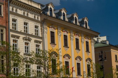 krakow, Polonya eski kasaba evi güzel cephe