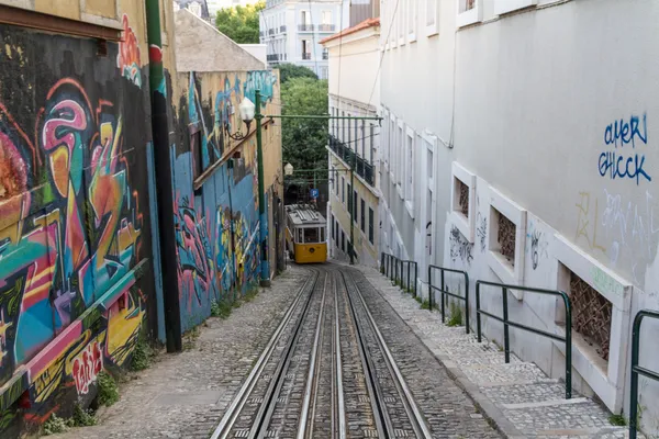 Traditional yellow and red tram — Stock Photo, Image