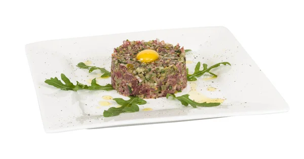 Steak tartare with egg — Stock Photo, Image