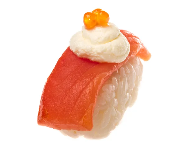 Sushi au saumon sur fond blanc — Photo