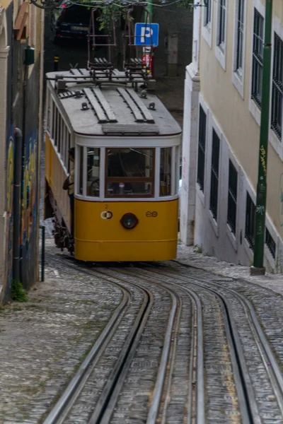 Traditional yellow and red tram — Stock Photo, Image