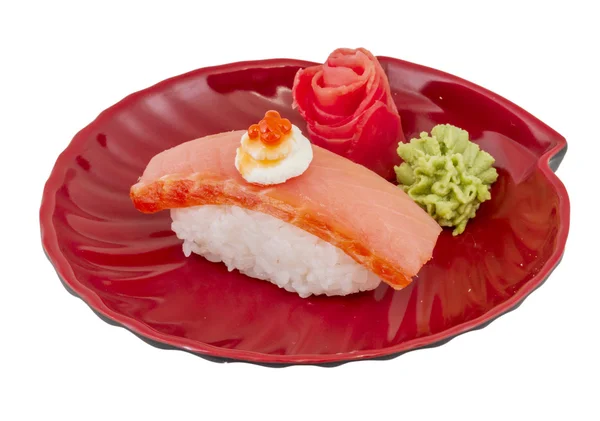 Sushi de salmão com fundo branco — Fotografia de Stock