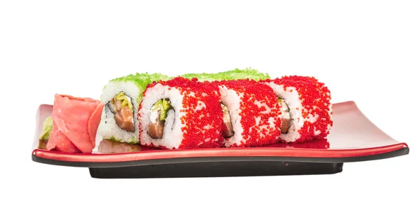 Tobiko Spicy Maki Sushi - Hot Roll with various type of Tobiko ( — Stock Photo, Image