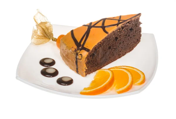 Scheibe Schokoladenkuchen — Stockfoto