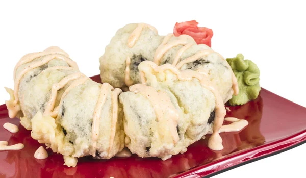 Cocina Japonesa-Tempura Maki Sushi (Rollo Frito Profundo hecho de sa —  Fotos de Stock