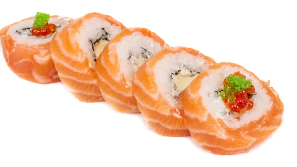 Japanse sushi traditionele Japanse food.roll gemaakt van zalm, re — Stockfoto