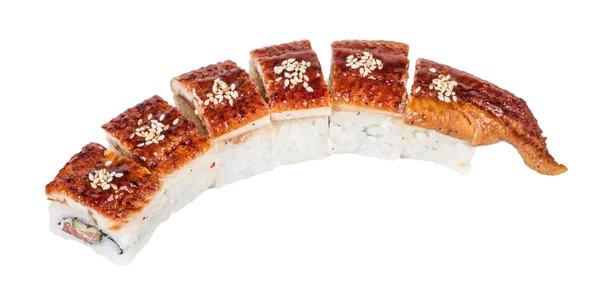 Japanse traditionele keuken - maki rollen met komkommer, room c — Stockfoto