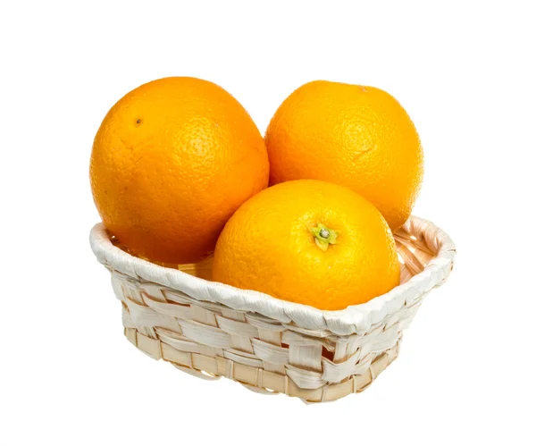 Heap of oranges in the dish on white background — Stock Photo, Image