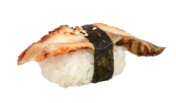 鳗鱼寿司。白上孤立. — 图库照片