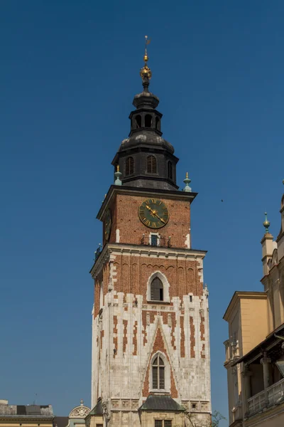 Krakkó fő tér városháza-torony — Stock Fotó