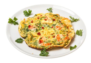 taze pişmiş yumurta karides ile