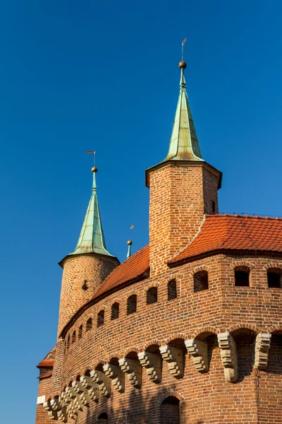 A gate to Krakow - the best preserved barbican in Europe, Poland — Stock Photo, Image