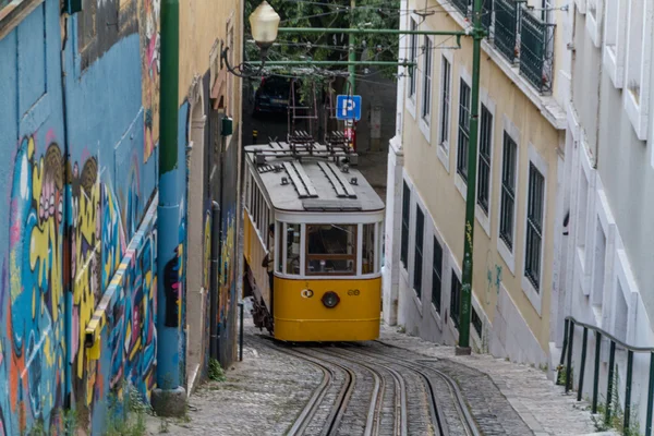 Traditional yellow and red tram — Stock Photo, Image