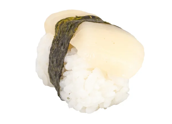 Sushi hotate con fetta di capesante isolata su sfondo bianco — Foto Stock