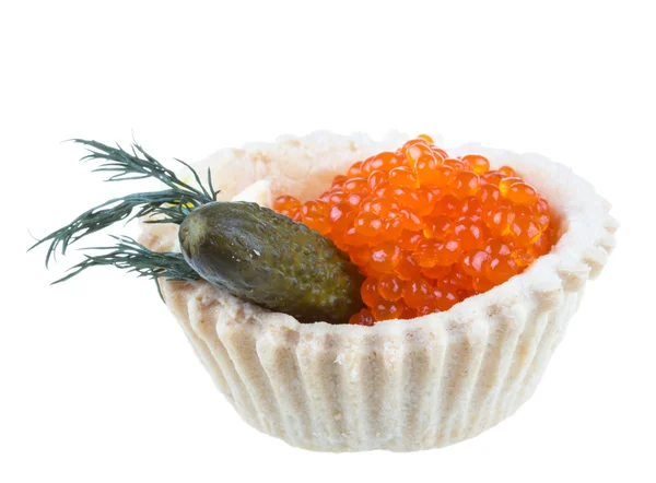 Canapes with red caviar — Stock Photo, Image