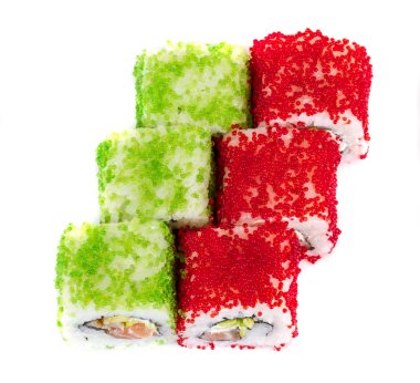 tobiko baharatlı maki sushi - sıcak rulo tobiko çeşitli tip (