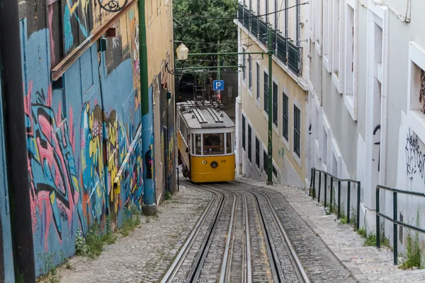 Traditional yellow and red tram — Stock Photo, Image