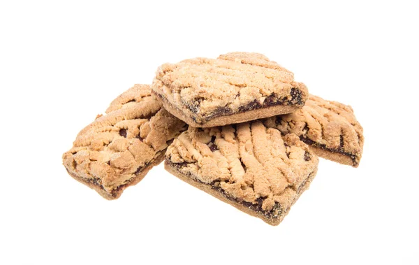 Beyaz arka plan üzerinde izole lezzetli kurabiyeler yığını — Stok fotoğraf