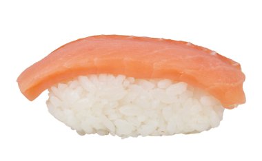 Beyaz arka plan ile Somon suşi