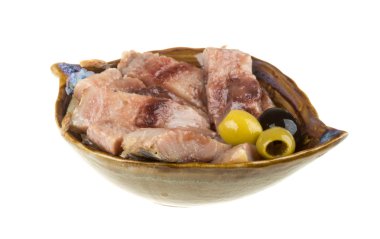 ringa balığı parçalarını. izole studio.