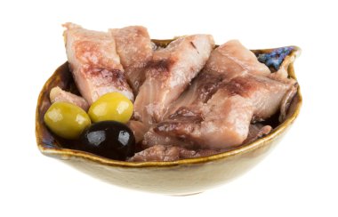 ringa balığı parçalarını. izole studio.