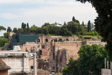 Bina kalıntıları ve antik sütunlar, Roma, İtalya