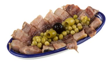 ringa balığı parçalarını. izole studio.