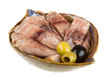 ringa balığı parçalarını. izole studio.