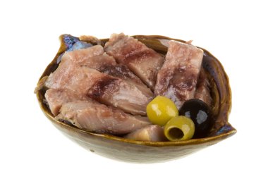 ringa balığı parçalarını. izole studio.