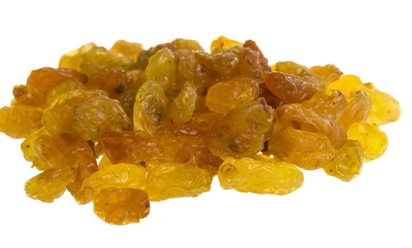 Golden raisins over white — Stock Photo, Image