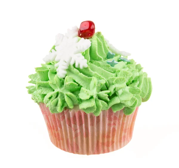 Estúdio isolado cupcake verde cremoso — Fotografia de Stock