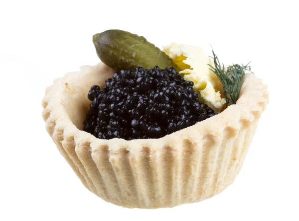 Black caviar canape — Stock Photo, Image