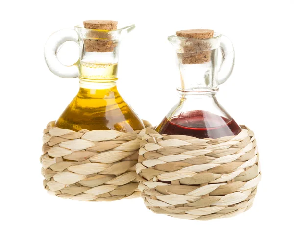 Vinagre de vinho tinto e óleo de girassol — Fotografia de Stock