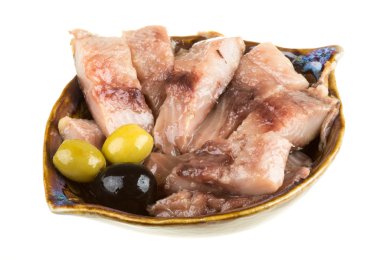 ringa balığı parçalarını. izole studio.