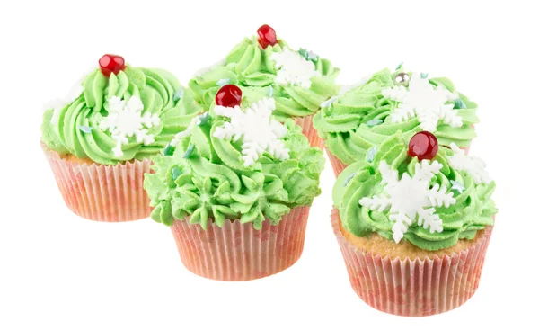 Studio isolated creamy green cupcake — Stock Photo, Image