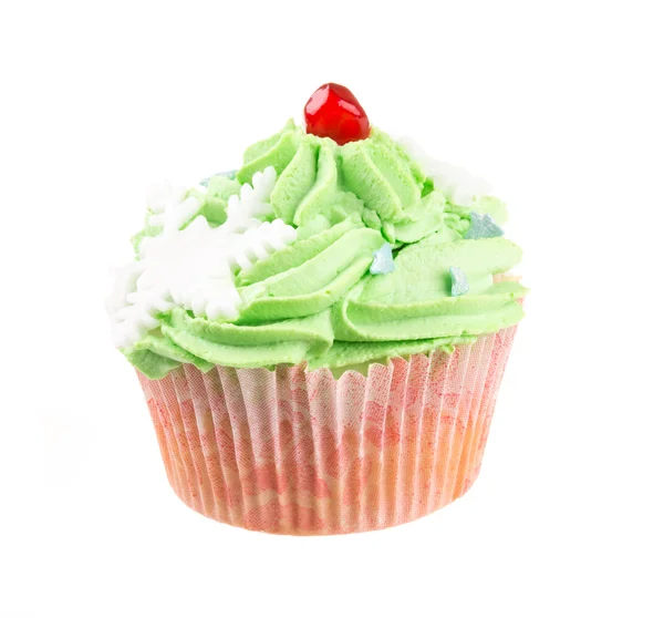 Studio isolated creamy green cupcake — Stock Photo, Image