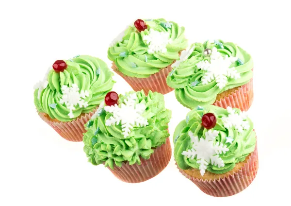 Studio isolated creamy green cupcake — Stock Photo, Image