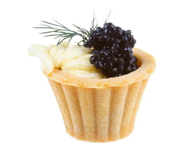 Black caviar canape — Stock Photo, Image