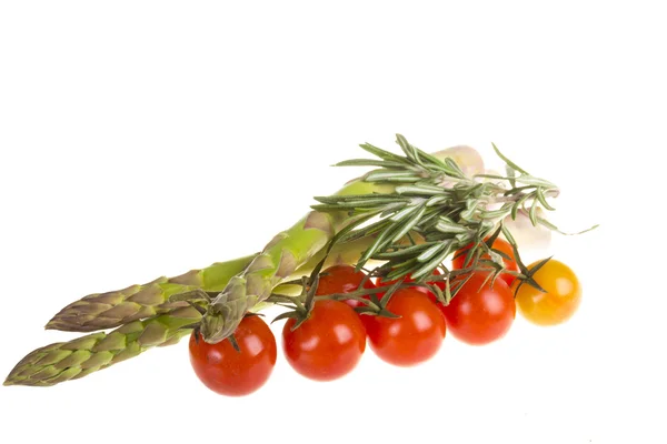 Asparagus, rosemary and tomato — Stock Photo, Image