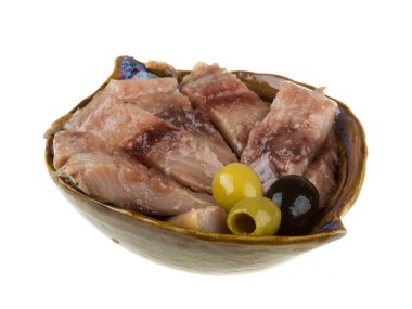 ringa balığı parçalarını. izole studio.