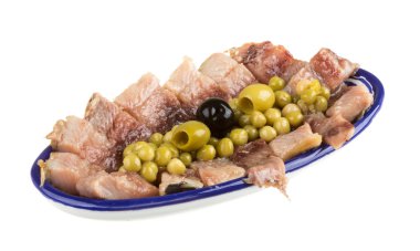 ringa balığı parçalarını. izole studio.