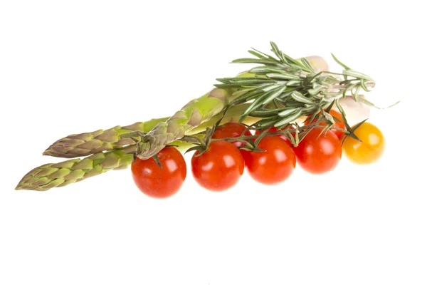 Asparagus, rosemary and tomato — Stock Photo, Image