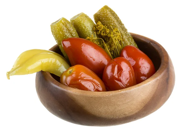 Marinaded vegetables - tomato and cucumber — Stock Photo, Image
