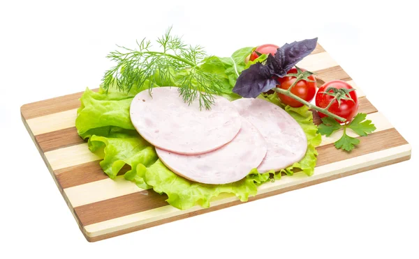Enchidos com salada e manjericão — Fotografia de Stock