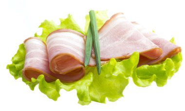 jambon salata yaprakları ile