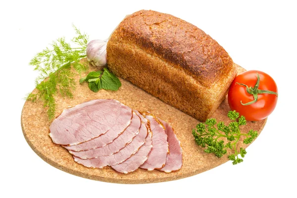 Ripe fresh ham with vegetables — Stock Photo, Image